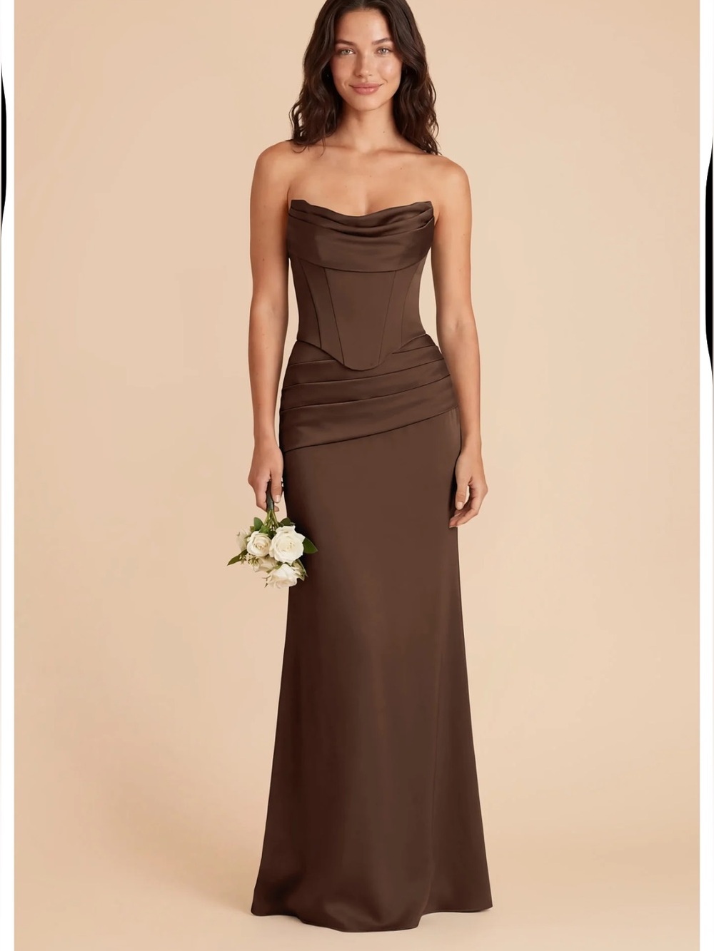 Satin chocolate brown bridesmaid dress: size small